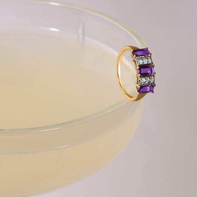 Mystic Dusk 14KT Diamond & Amethyst Finger Ring,,hi-res image number null