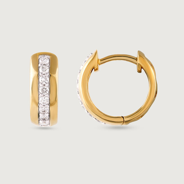 Geometric Chic Gold & Diamond Hoop Earrings,,hi-res image number null