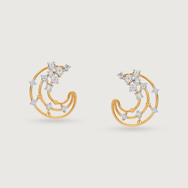 Aqua Aura 14 Kt Gold & Diamond Hoop Earrings,,hi-res image number null
