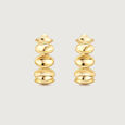 Beaded Sculpt Gold Hoop Earrings,,hi-res view 3