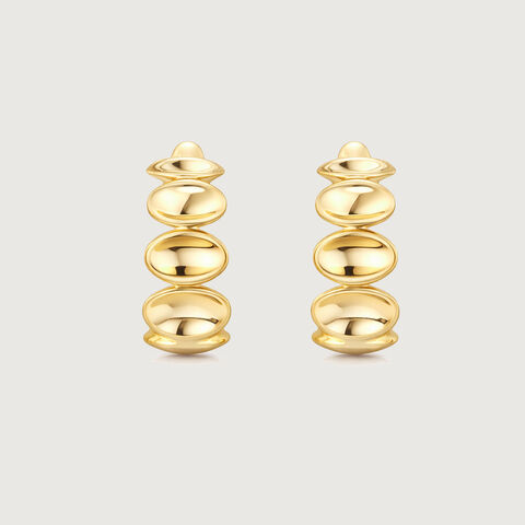 Beaded Sculpt Gold Hoop Earrings