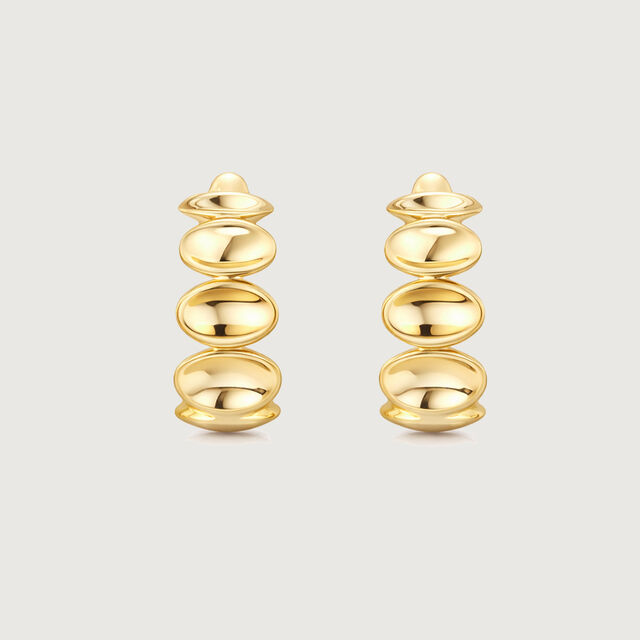 Beaded Sculpt Gold Hoop Earrings,,hi-res image number null