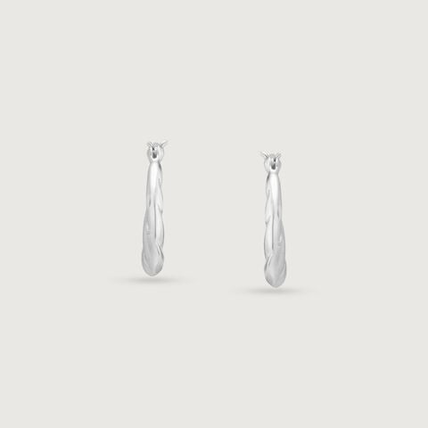Twisted Beam Silver Hoop Earrings