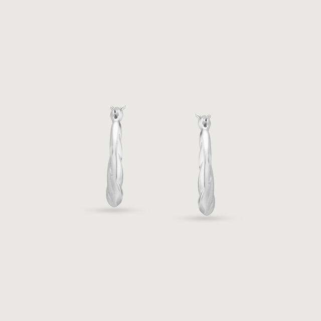 Twisted Beam Silver Hoop Earrings,,hi-res image number null