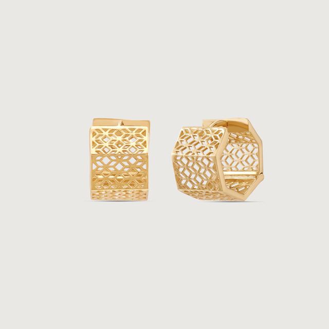 Ethereal Mesh Gold Hoop Earrings,,hi-res image number null