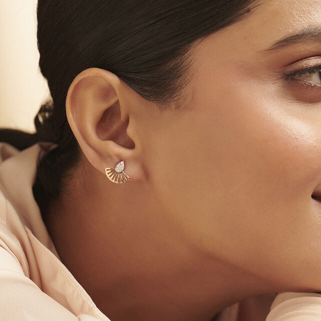 Radiant Sculptural Diamond Stud Earrings,,hi-res image number null