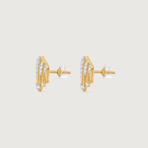 Striking Fanlight Diamond Stud Earrings