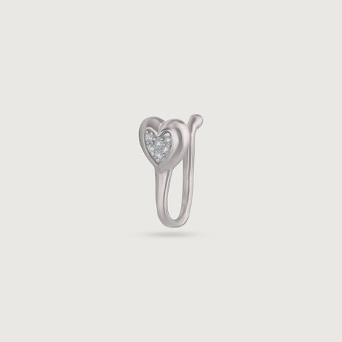 Playful Heart Silver Nose Pin