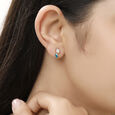 14 KT Yellow Gold Turquoise Diamond Stud Earrings,,hi-res view 3