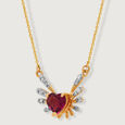 Heart & Wings 14KT Gold, Diamond & Pink Garnet Necklace,,hi-res view 4