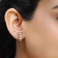 14KT Yellow Gold spiral sparkle Diamond Stud Earring,,hi-res view 1