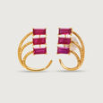 Allure 14KT Ruby Hoop Earrings,,hi-res view 4