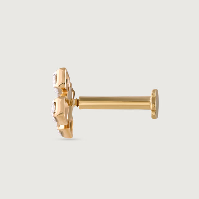 Squared Sparkle Gold and Diamond Nose Pin,,hi-res image number null