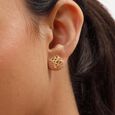 Lattice Charm Gold Stud Earrings,,hi-res view 2