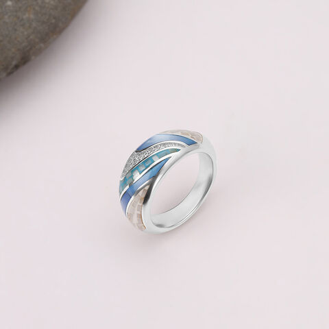 Mother of Pearl Wave Silver Ring