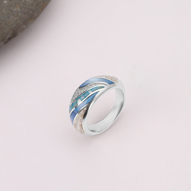 Mother of Pearl Wave Silver Ring,,hi-res image number null