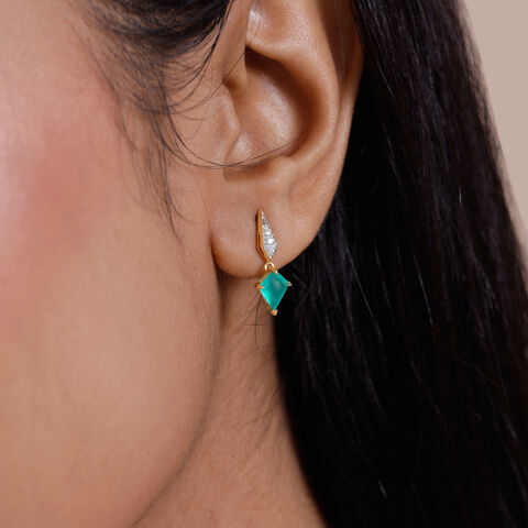 Bold Faceted Green Onyx Drop Earrings