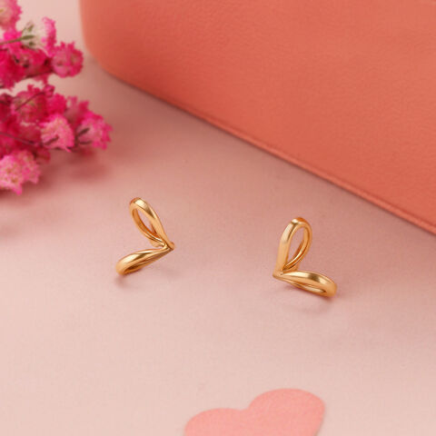 14KT Yellow Gold Heartfelt Flutter Stud Earrings