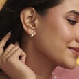 Luminous Textured Diamond Drop Earrings,,hi-res view 2