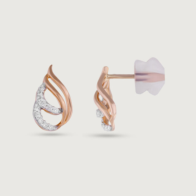 Twisted Sparkle Gold & Diamond Stud Earrings,,hi-res image number null