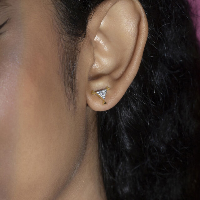 Glitzy Sequin Gold & Diamond Stud Earrings,,hi-res image number null