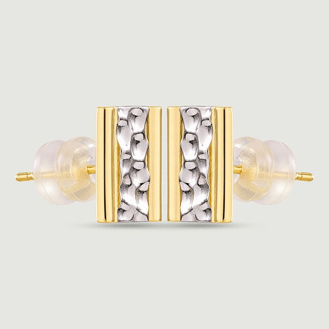 Textured Contrast Gold Stud Earrings