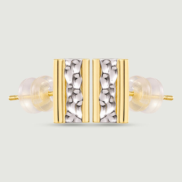 Textured Contrast Gold Stud Earrings,,hi-res image number null