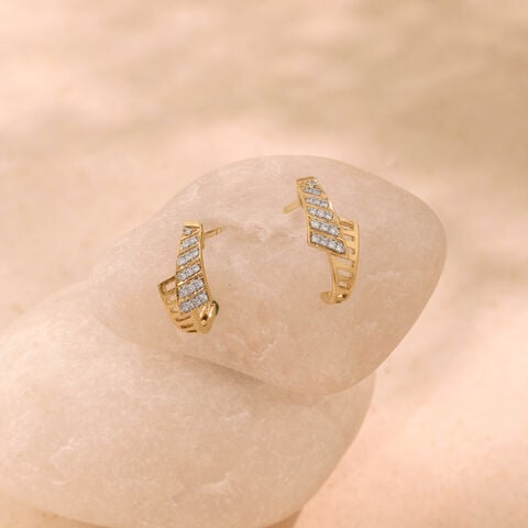 Angular Motion Diamond Hoop Earrings