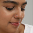 Lattice Sparkle Gold and Diamond Nose Pin,,hi-res view 2