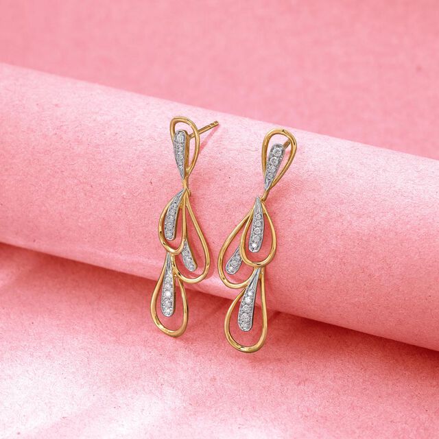 Fluid Elegance Diamond Drop Earrings,,hi-res image number null