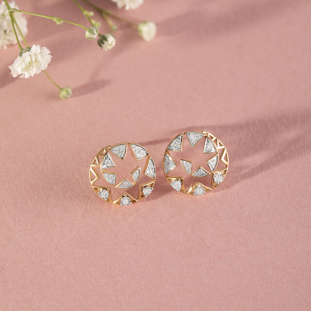 Heritage Spiral Gold & Diamond Stud Earrings,,hi-res image number null
