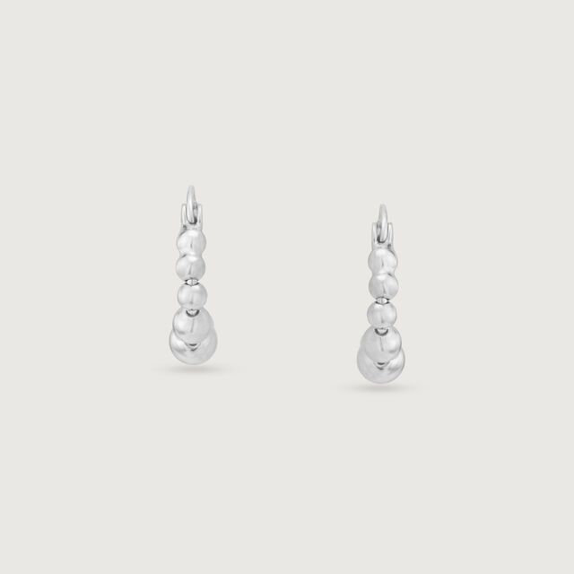 Beaded Radiance Silver Hoop Earrings,,hi-res image number null