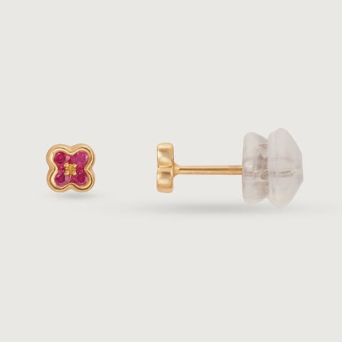 Ruby Blossom 14KT Gold & Diamond Stud Earrings