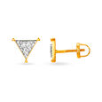 Glamorous 18 Karat Gold Triangular Stud Earrings,,hi-res view 2