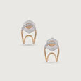 Classic Elegance Gold & Diamond Stud Earrings,,hi-res view 3