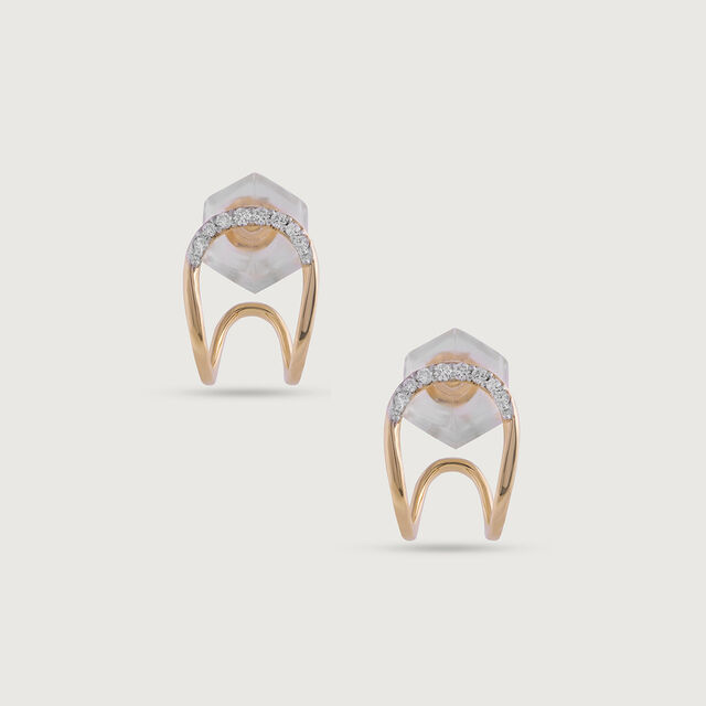 Classic Elegance Gold & Diamond Stud Earrings,,hi-res image number null