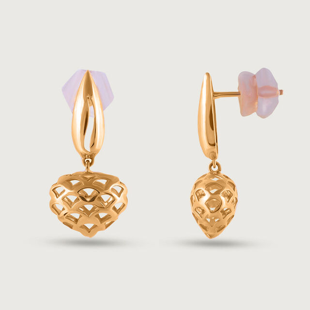 Lattice Heart Gold Drop Earrings,,hi-res image number null