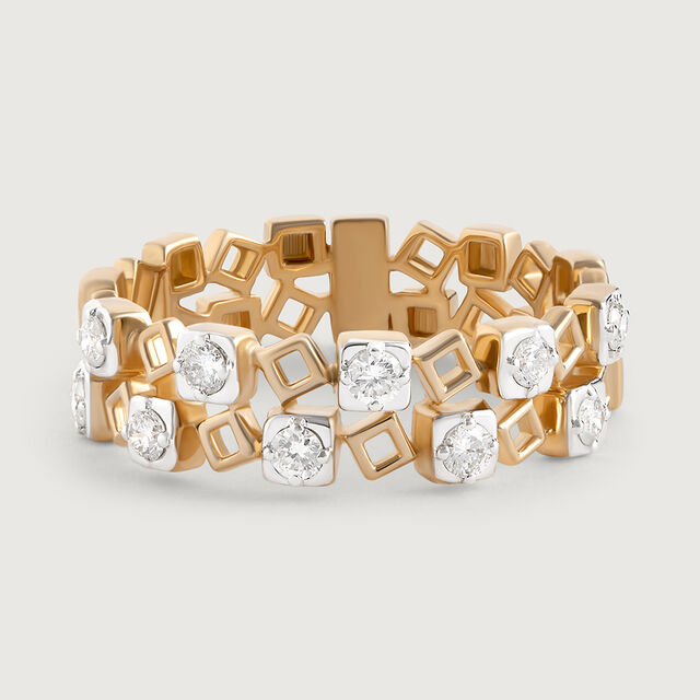 Sparkling Beats Gold & Diamond Finger Ring,,hi-res image number null
