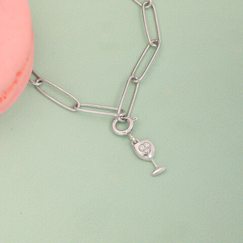 Sparkly Sip Silver Charm