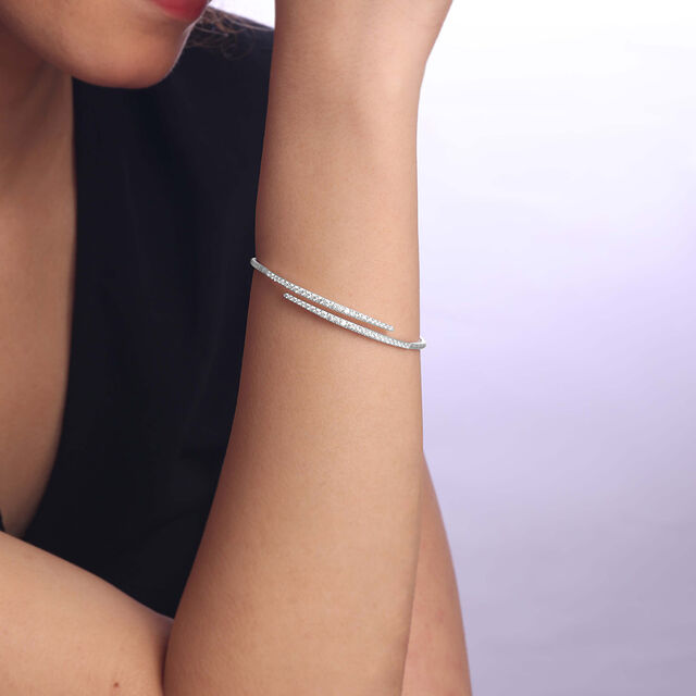 Twinned Gleam Silver Bangle,,hi-res image number null