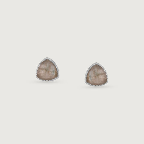 Earthy Facet Quartz Silver Stud Earrings