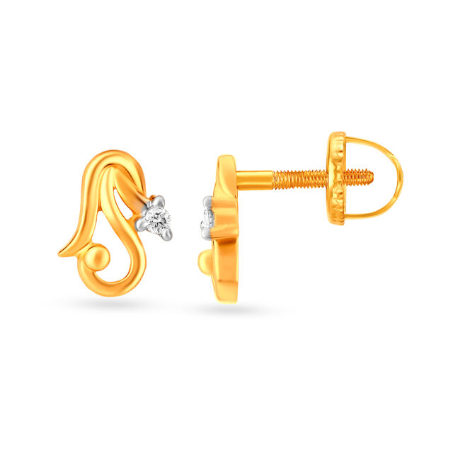 Dainty Gold Fancy Stud Earrings,,hi-res image number null