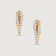 Sculpted Radiant Gold & Diamond Hoop Earrings,,hi-res view 4
