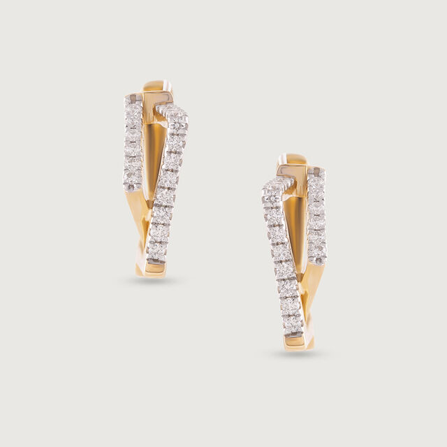 Sculpted Radiant Gold & Diamond Hoop Earrings,,hi-res image number null