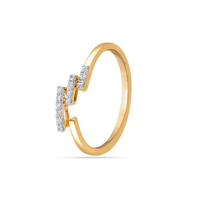 14KT Yellow Zigzag Treasures Gold Diamond Finger Ring,,hi-res view 3