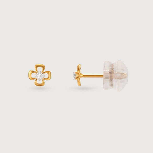 Dazzling Daisy 14 Kt Gold and Diamond Stud Earrings,,hi-res image number null