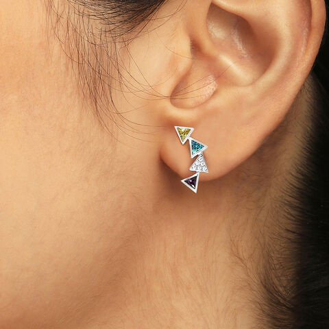 Electric Pop Silver Stud Earrings