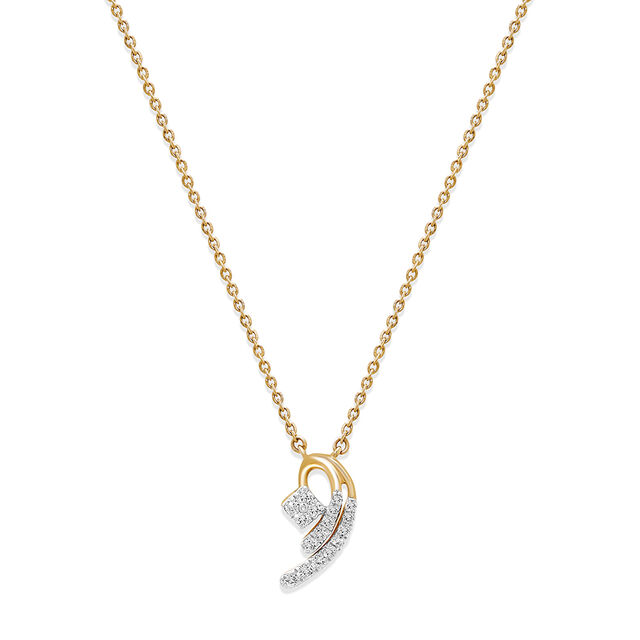 14KT Yellow Gold Dual Curves Diamond Necklace,,hi-res image number null