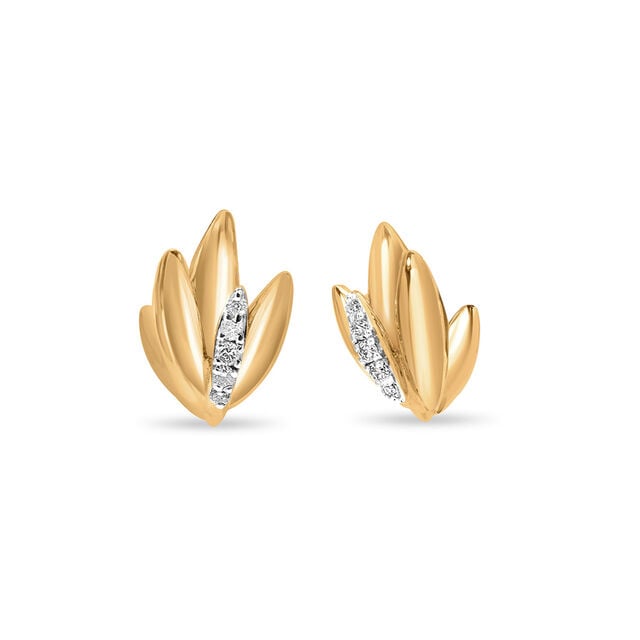14kt Yellow Gold Dhanteras Inspired Diamond Stud Earrings,,hi-res image number null