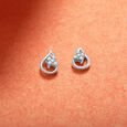 Intricate Teardrop Silver Stud Earrings,,hi-res view 1